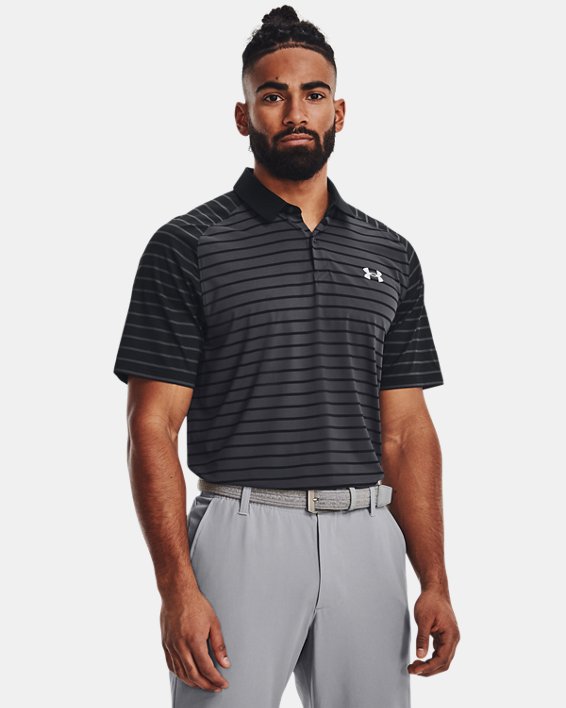 Men's UA Iso-Chill Mix Stripe Polo in Black image number 0